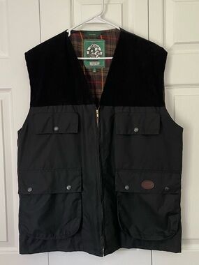 Oxford Blues England Black Waxed Corduroy Lined Gilet Hunting Country Vest Large